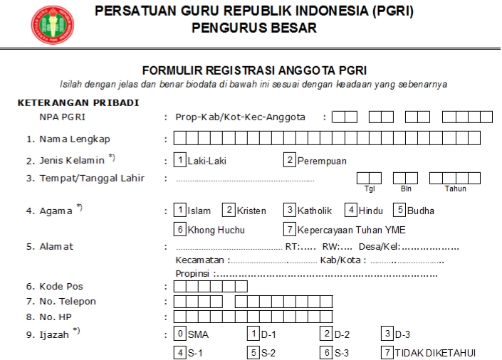 Pendaftaran PGRI Kalsel - Persatuan Guru Republik Indonesia Cabang Kalsel
